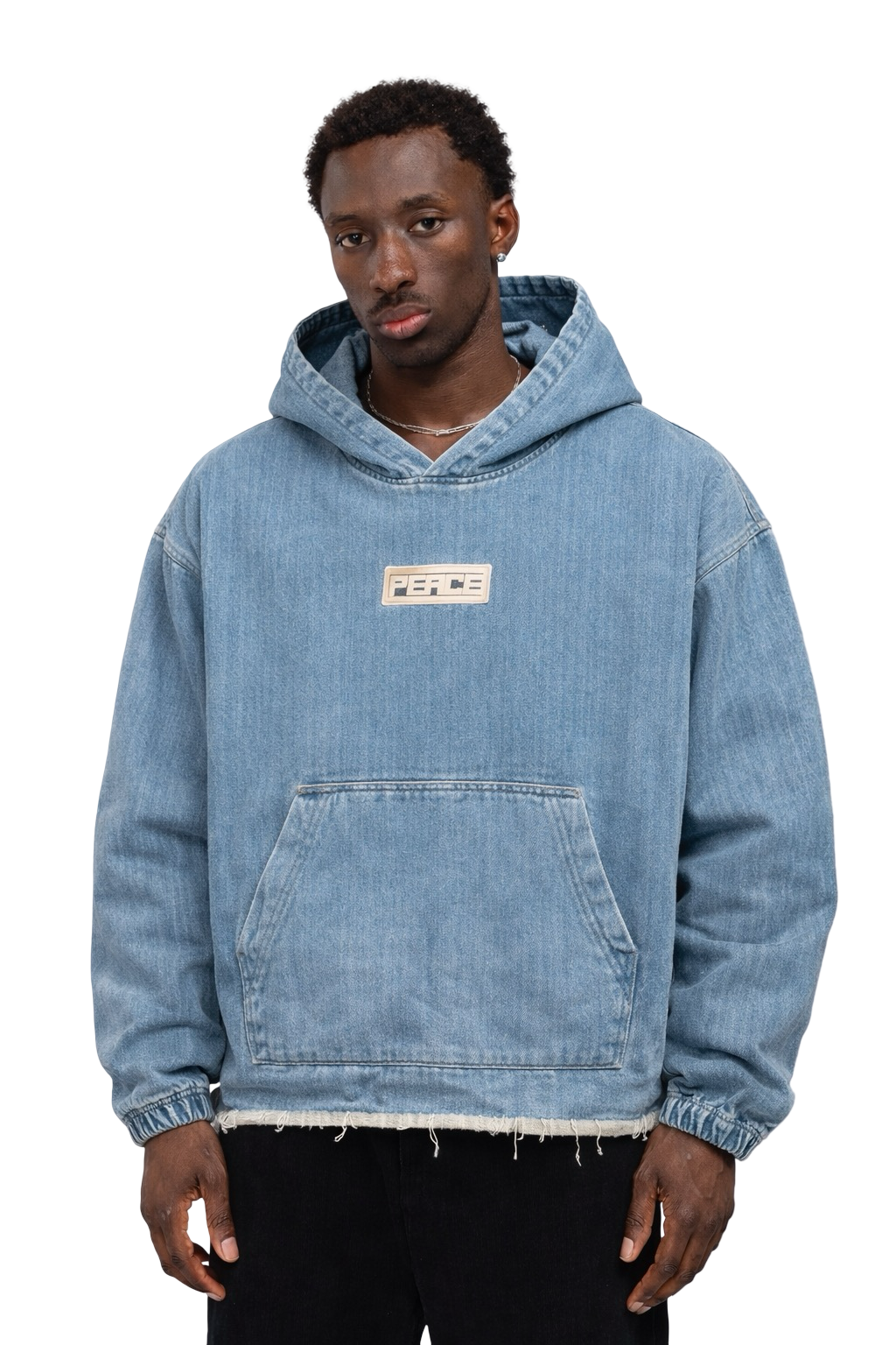 Denim Oversized Peace Hoodie