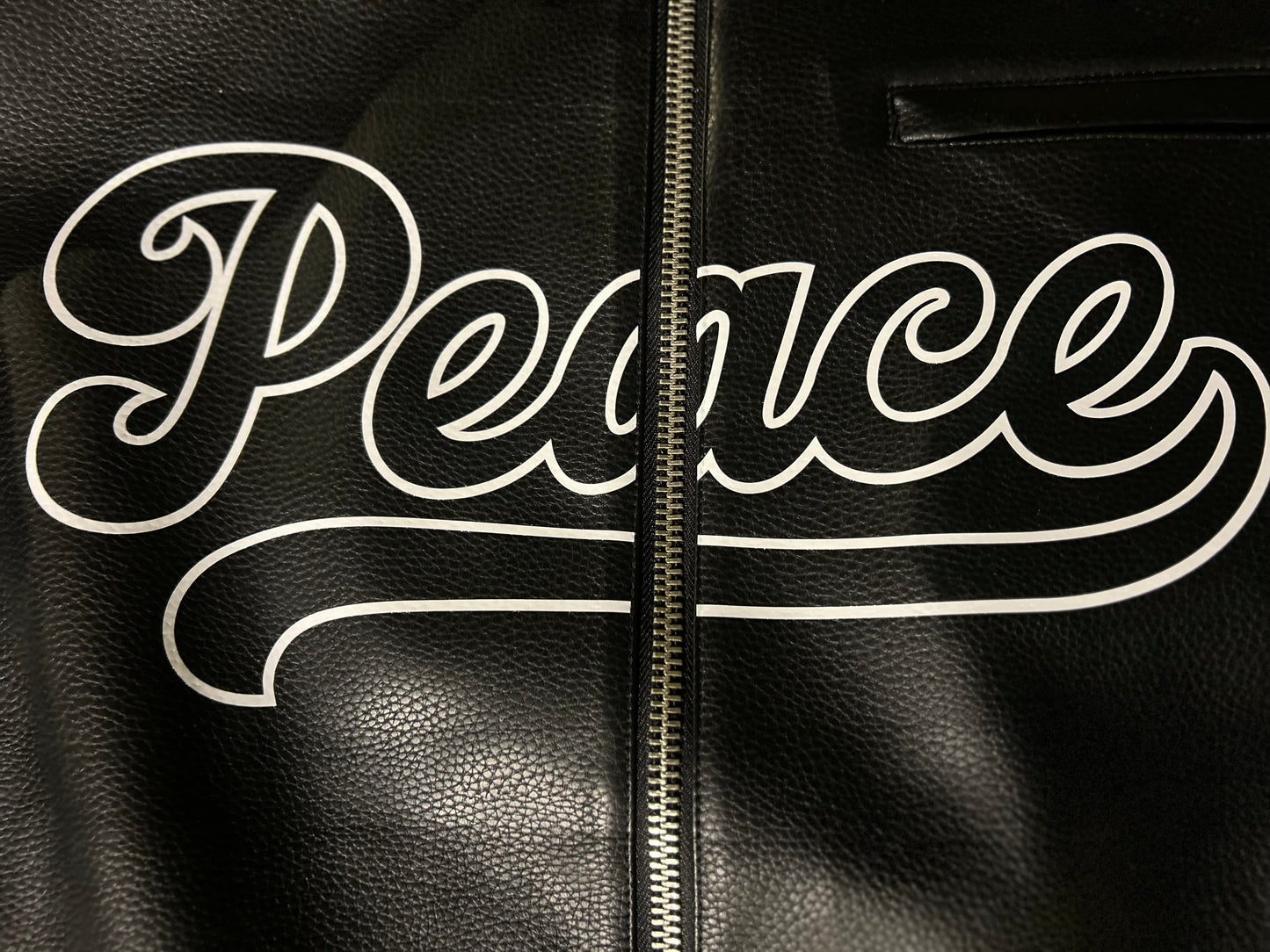 DXP Black Varsity Script Leather Jacket