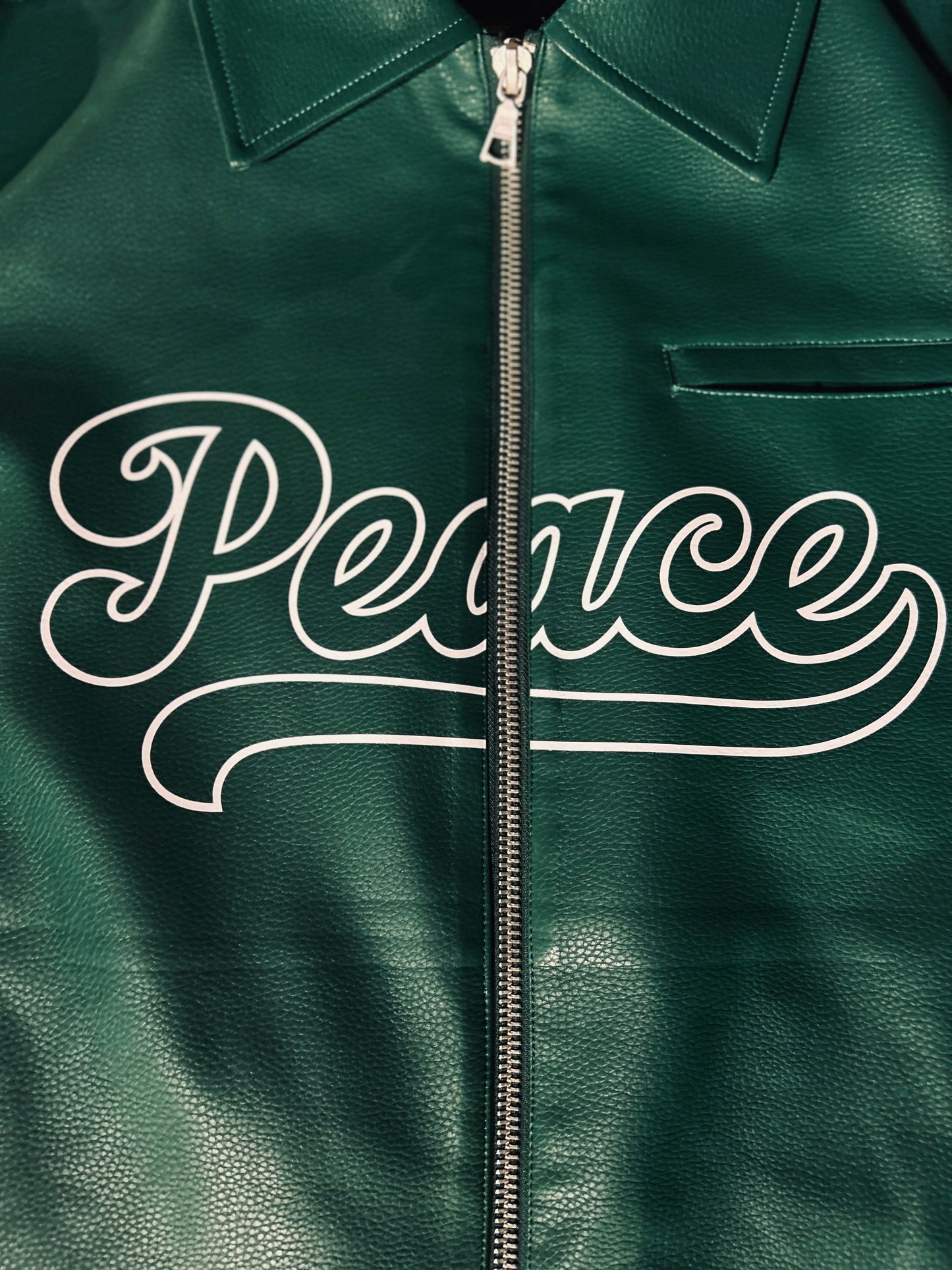 DXP Green Varsity Script Leather Jacket