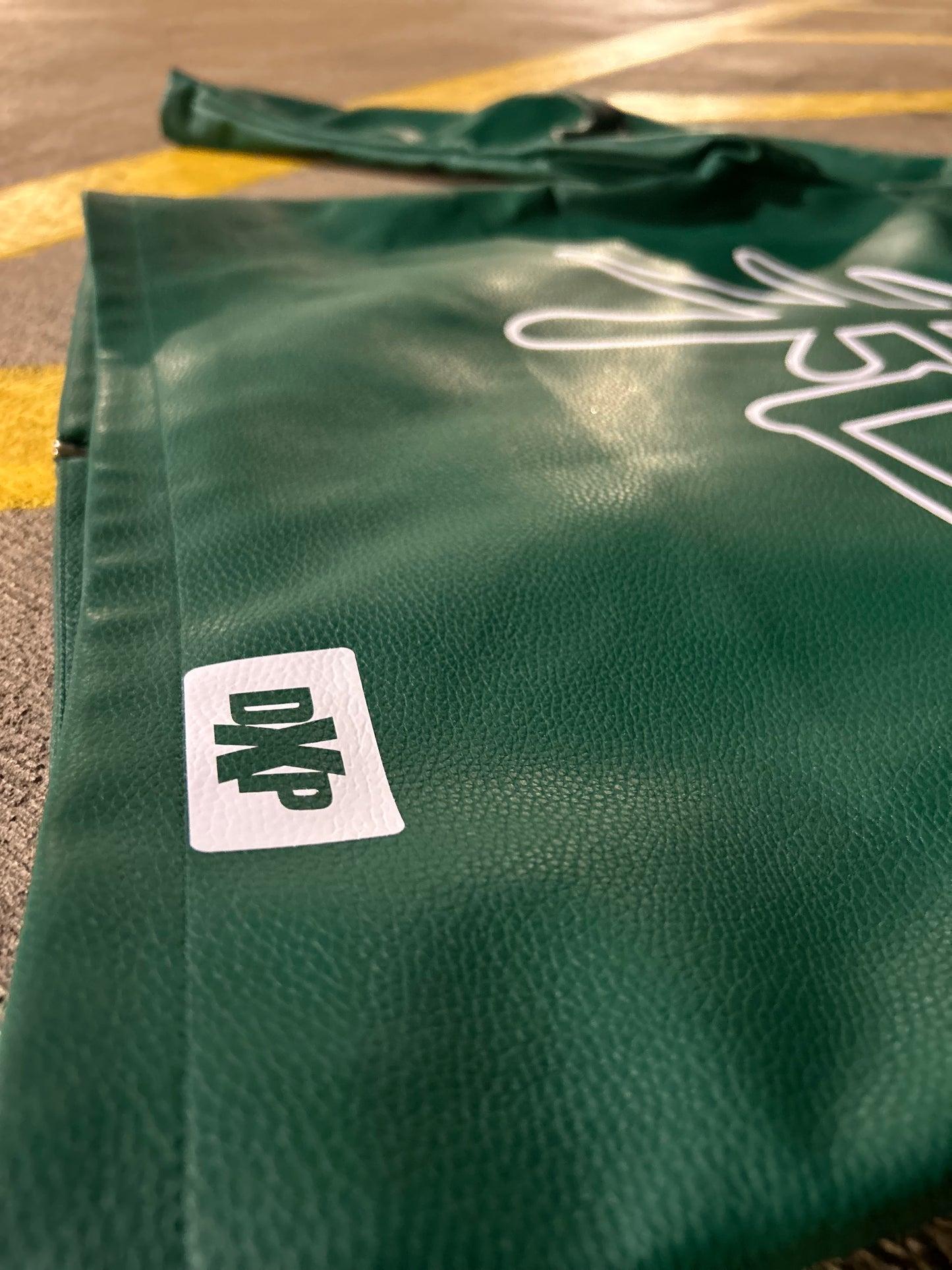 DXP Green Varsity Script Leather Jacket