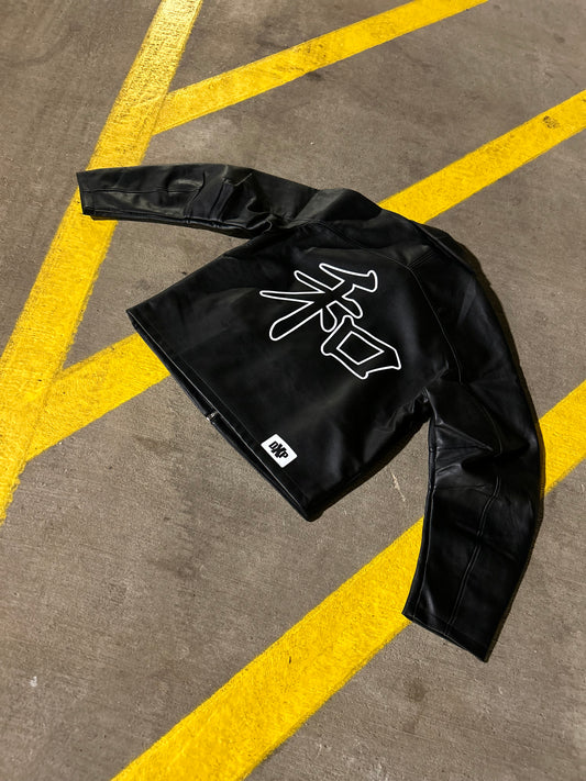 DXP Black Varsity Script Leather Jacket