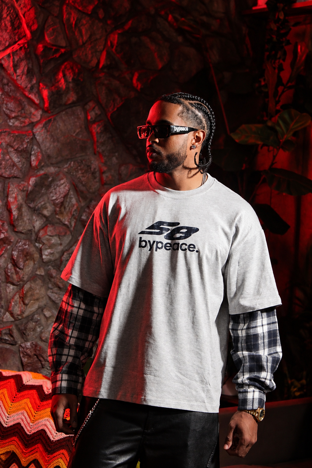 58 Layered Flannel Tee (Grey)