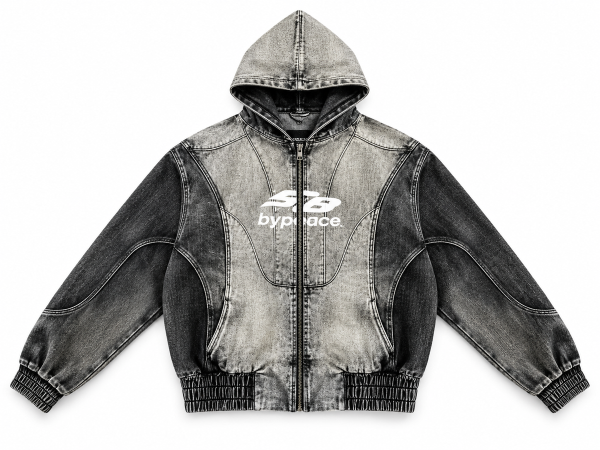 Black Denim Zip Up 58 Hoodie