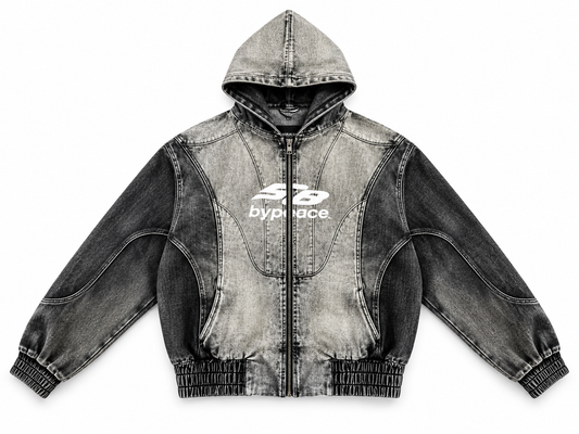 Black Denim Zip Up 58 Hoodie