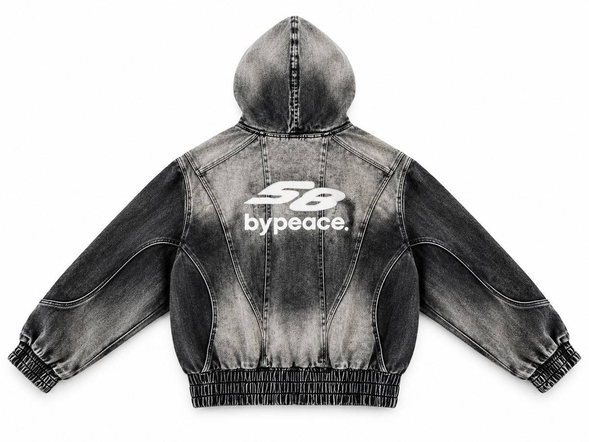 Black Denim Zip Up 58 Hoodie