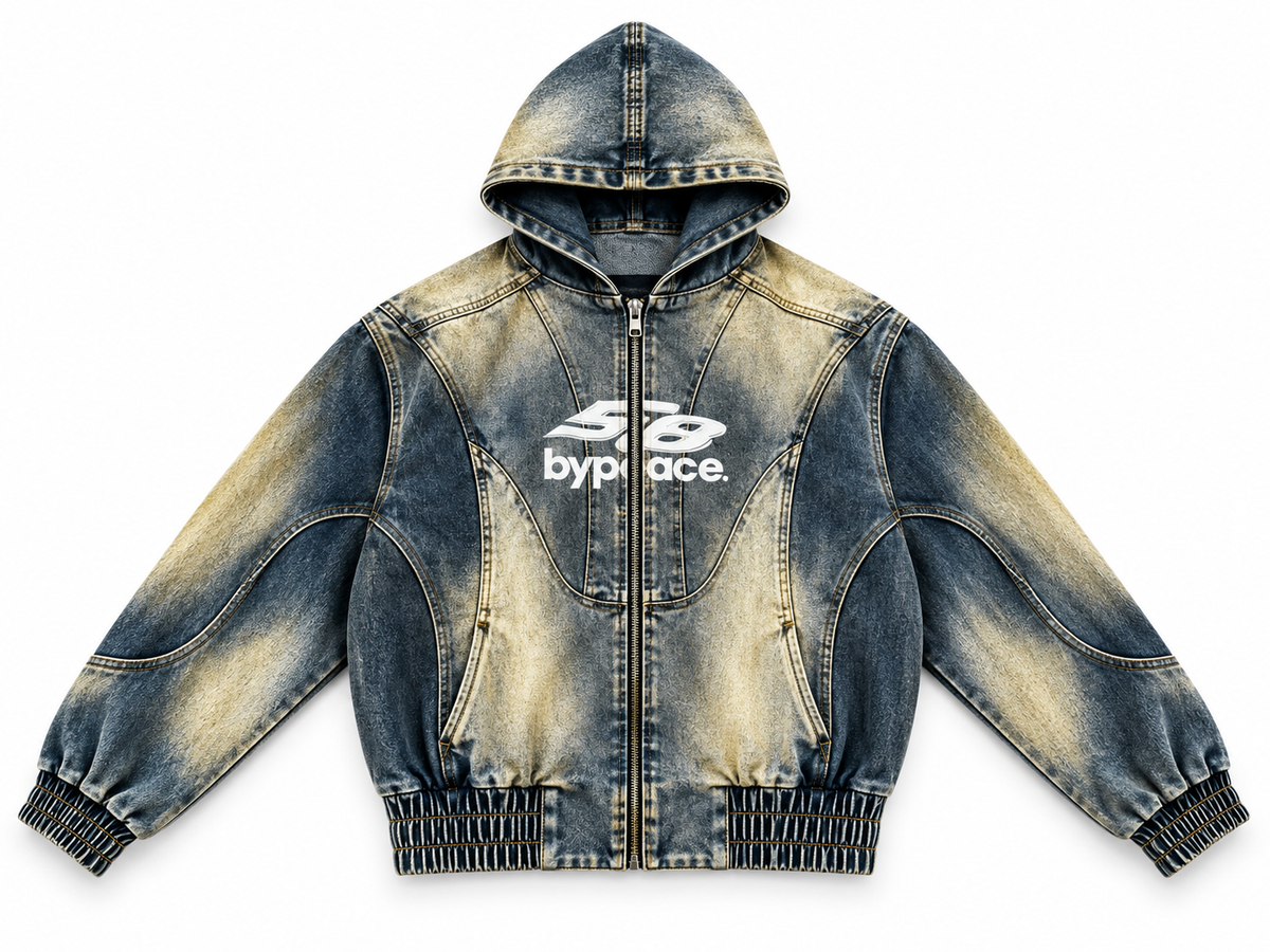 Vintage Washed Denim Zip Up 58 Hoodie