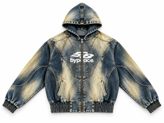 Vintage Washed Denim Zip Up 58 Hoodie