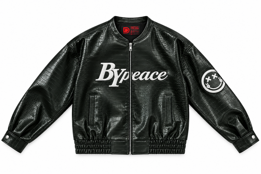 Black Varsity Crocodile Leather Jacket