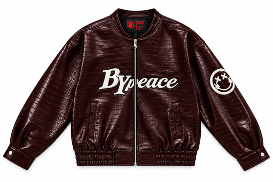 Maroon Varsity Crocodile Leather Jacket