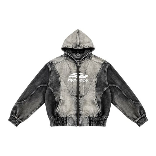 Black Denim Zip Up 58 Hoodie